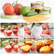 Stuffed Tomato Tuna Melt Home Made Interest Yummy Lunches Tuna Melt Recipe Tuna Melts