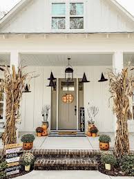 Spooky Porch With Old Time Pottery Hostessjo In 2020 Halloween Front Porch Fall Halloween Decor Halloween Porch