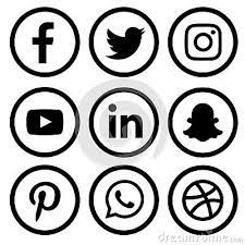 Social Media Icons Set Of Facebook Twitter Instagram Pinterest Whats App Dribble You T In 2021 Social Media Logos Black And White Instagram Facebook And Instagram Logo