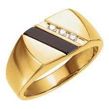 Sb Diamond Yellow 0 10 Ct Round And Onyx Ring Men S Wedding Band Onyx Ring Men Mens Gold Rings Black Hills Gold Jewelry