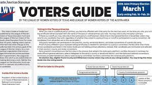 Voters in texas may vote early in person generally starting the 17th day before election day (if that is a weekend, early voting starts on the next business day). Download Our Voters Guide For The March 1 2016 Primary Election News Austin American Statesman Austin Tx