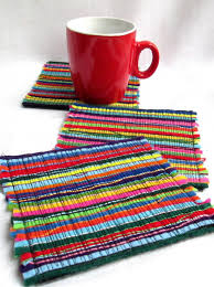 2 felt drink coasters. multicolor cap