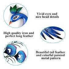 See more ideas about outdoor hanging lights, hanging lights, outdoor hanging lanterns. Liffy Peacock Decor Metal Outdoor Wall Art Glass Hanging Decorations Blue For Home Garden Living Room