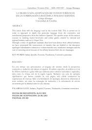 Pdf La Traduccion Adaptacion De Textos Turisticos En La Combinacion Linguistica Italiano Espanol