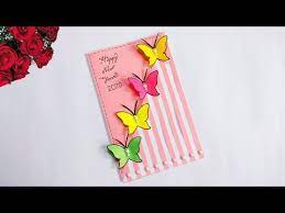 Lay your sheet of paper out and fold it in half from one short side to the other short side. Very Simple New Year Card 2020 Greeting Cards For New Year How To Make Happy New Year Card Easy Easy Greeting Cards Simple Birthday Cards Cards Handmade