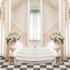 السلالم صورة خلفية لل زفاف داخلي المطبوعة قوس نافذة الحجر أعمدة