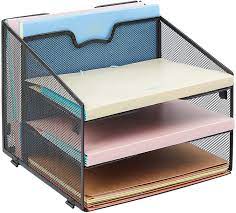 Wow yourself with the metal mesh paper tray! Rackarster Mesh Desk Organizer Desktop File Organizer With 3 Paper Organizer Letter Tray And A Vertical Separate Compartment Black Buy Online In Bermuda At Bermuda Desertcart Com Productid 71813235