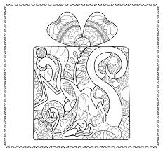 Colored pencils paintbrush and ruler stationery coloring pages for kids eggstory. Christmas Gift Adult Coloring Page New Year Present For Coloring Stock Illustration Illustration Of Hand Outline 79003051