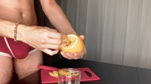 Fruit fuck homemade fleshlight with an orange