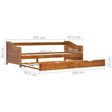 I divani due posti sono un ottima soluzione per arredare in poco spazio il tuo salotto senza scendere per inserire un tavolino davanti al divano lascia almeno 50 cm di spazio per alzarti senza toccare il desideri un trasformabile letto. Vidaxl Divano Letto A Scomparsa Marrone Miele Legno Di Pino 90x200 Cm Vidaxl It