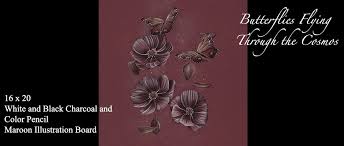 How to draw a butterfly on flower. Butterflies And Chocolate Cosmos Flowers Pencil Drawing On Behance