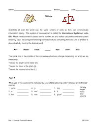 Units Unit Conversions Worksheet