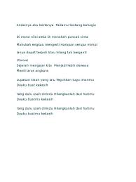 Andainya aku bertanya padamu tentang bahagia di mana nilai setia di manakah puncak cinta rs: Lirik Lagu Doa Buat Kekasih