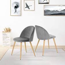 There are 709 velvet grey chairs for sale on etsy, and they cost $202.79 on average. Clipop Set Of 2 Dining Chairs Grey Velvet Kitchen Upholstered Chairs With Backrest And Wooden Style Metal Legs Lounge Counter Chairs Reception Chairs For Home Office Furniture Buy Online In Antigua And