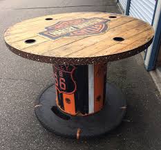 Wooden Spool Harley Davidson Table Harley Davidson Decor Wood Spool Wooden Spools