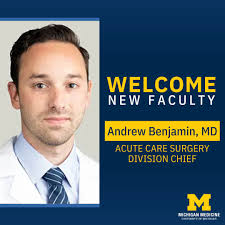 Excited to share that the Division of Acute Care Surgery has a new chief:  Andrew Benjamin, MD. Please join us in welcoming Dr. Benjamin, who started  this week!