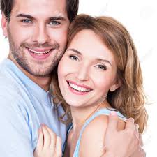 Closeup Portrait Of Beautiful Happy Couple Isolated On White Background.  Attractive Man And Woman Being Playful. Royalty Free Fotografie A Reklamní  Fotografie. Image 53555636.