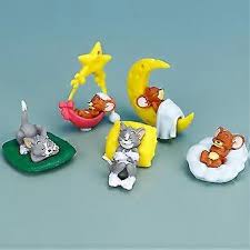 5pcs Tom und Jerry Tom Katze Spielzeug Jerry Maus Schlafen PVC Niedliche  Figur Modell Spielzeug für Kinder Jungen Mädchen Geburtstag Geschenke
