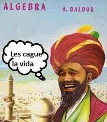 El álgebra de baldor contiene un total de 5790 ejercicios, que equivalen a 19 ejercicios en cada prueba en promedio. I Made Your Life Miserable Al Juarismi Famous Arab Mathematician In The Cover Of The Infamous Baldor Junior High Algebra Book Just B Humor Memes Laugh