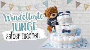 So kreieren sie ein individuelles und praktisches geschenk zur geburt! Windeltorte Junge Basteln Personalisierte Geschenkidee Zur Geburt Oder Taufe Selber Machen Youtube