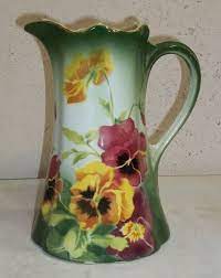 Antique Keller Et Guerin Faience Majolica Pansy Pitcher French Etsy Pansies Porcelain Decor Majolica