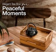 Amazon.com: Tinamo Acacia Wooden Tea Box Organizer with ...