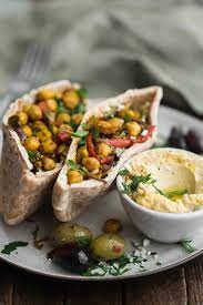 Chickpea Shawarma Stuffed Pita With Hummus Naturally Ella Recipe High Protein Vegan Recipes Vegan Recipes For Athletes Recipes