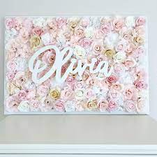 Floral Name Sign Flower Wall Art Nursery Name Sign Wood Etsy India