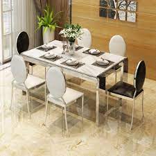 Remember that dining tables can always i would love a stainless steel island top, but definitely not for a dining room table! Rama Dymasty Stainless Steel Dining Room Set Home Furniture Modern Marble Dining Table And Chairs Rectangle Table Buy Cheap In An Online Store With Delivery Price Comparison Specifications Photos And Customer Reviews