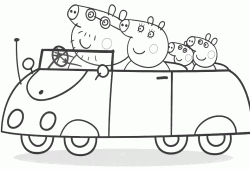 Tutti i personaggi del cartone animato ritratti in scene simpatiche e divertenti Disegni Di Peppa Pig Da Colorare