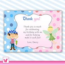 Printable Personalized Cute Pirate Fairy Pixie Green Parrot Thank You Note Card Blue Pink Dot Thank You Cards From Kids Kids Birthday Gifts Birthday Template