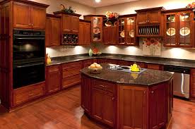 Two Tone Kitchen Cabinets Ideas Concept With Modern Door Design And Painted With C Cherry Wood Kitchen Cabinets Kitchen Cabinet Design Cherry Cabinets Kitchen