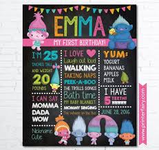Decoration Birthday Poster Board Ideas First Birthday Chalkboard Poster Trolls Birthday Trolls Milestone Board Birthday Photo Prop Trolls Birthday Trolls Birthday Party Chalkboard Poster Birthday