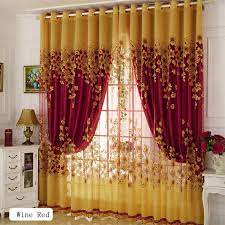 Shop for room darkening curtains in curtains. European Wine Red Brown Double Layers Decoraton Leaves Window Curtains For Living Room 1 Pc Blackout Curtain And 1 Pc Voile Curtains Aliexpress
