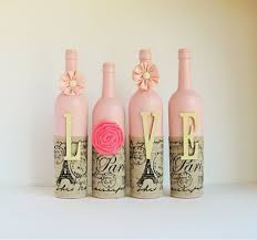 Botella De Vino El Amor Establece Beautifulpink Rustica Etsy Wrapped Wine Bottles Wine Bottle Decor Painted Wine Bottles