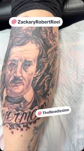 Sticking with the theme of Mr.Poe #halloween #edgarallanpoe #macabre  #tattooartists #tattooshop #allegoryinks #peak #halloween #booksopen  #indytattooexpo #carnivalofink