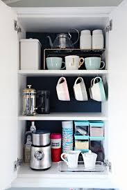 Happy wall kitchen coffee bar in toronto brown maple cabinets in peterborough kitchen How To Organize Your Coffee Cups Kitchen Coffee Mug Organization Ideas