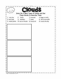 I've made quite a few variations so you can use them with kids of different other worksheet has 3 photographs and kids have to write down the names of the clouds. Cloud Worksheet Kindergarten Worksheets Sight Words Describing Words Clouds