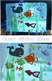 Ocean Scene Window Art For Kids In The Playroom Kids Art Projects Ocean Art Projects Ocean Kids