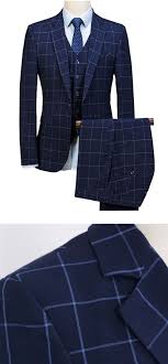 Suits with linings have been trending over the past few years and would look great when worn with a pair of striped pants. Men Suit Plaid For Wedding Groom Fashion Suits For Men Blue Suit Wedding Designer Suits For Men