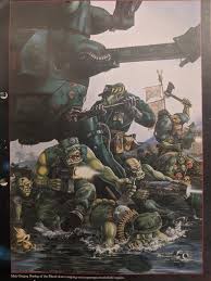 Things didn't quiet down until the 1990s, which was known for its more neutral, moody color palette. One Of The Awesome Color Pages From A 1990s Ork Lore Book Warhammer40k