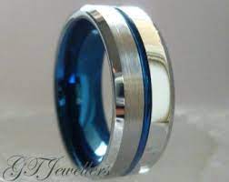 Tungsten Comfort Fit Men S Wedding Band By Sixthavenuejewelers Tungsten Wedding Bands Blue Tungsten Ring Tungsten Ring