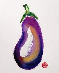 Articles Similaires A Aquarelle Originale Peinture Violet Aubergine Legumes Art Food A Original Watercolor Painting Vegetable Painting Watercolor Paintings