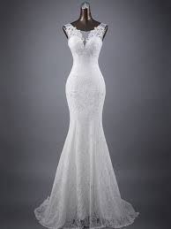 Ericdress Appliques Mermaid Lace Wedding Dress Lace Wedding Dress Sleeveless Affordable Wedding Dresses Cheap Wedding Dress