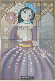 رسم الصور على إطار البلاط art drawings sketches creative hand painted tiles handmade tiles