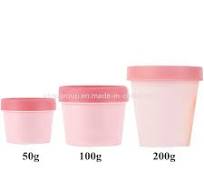 Wholesale Custom Color Ice Cream Shape Cosmetic Package Airtight Beauty PP  Jar 200ml Pink Green Plastic PP Jar with Lid
