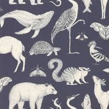 Best animal hd wallpapers of the world. Ferm Living Katie Scott Animals Wallpaper Dark Blue