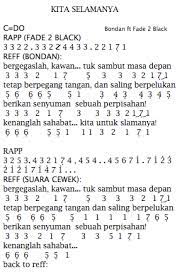 Not Angka Pianika Lagu Bondan ft Fade 2 Black Kita Selamanya | Recorder | Keyboard | Suling | Chord Piano