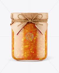 Glass Sweet And Sour Sauce Jar With Paper Cap Mockup In Jar Mockups On Yellow Images Object Mockups
