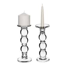 Hosley set of 2 wood pillar candle holders 5 inch high ideal gift for weddings bridal party spa reiki meditation votive led pillar candle gardens o3. 9 25 Inch Bubble Glass Pillar Taper Candle Holders